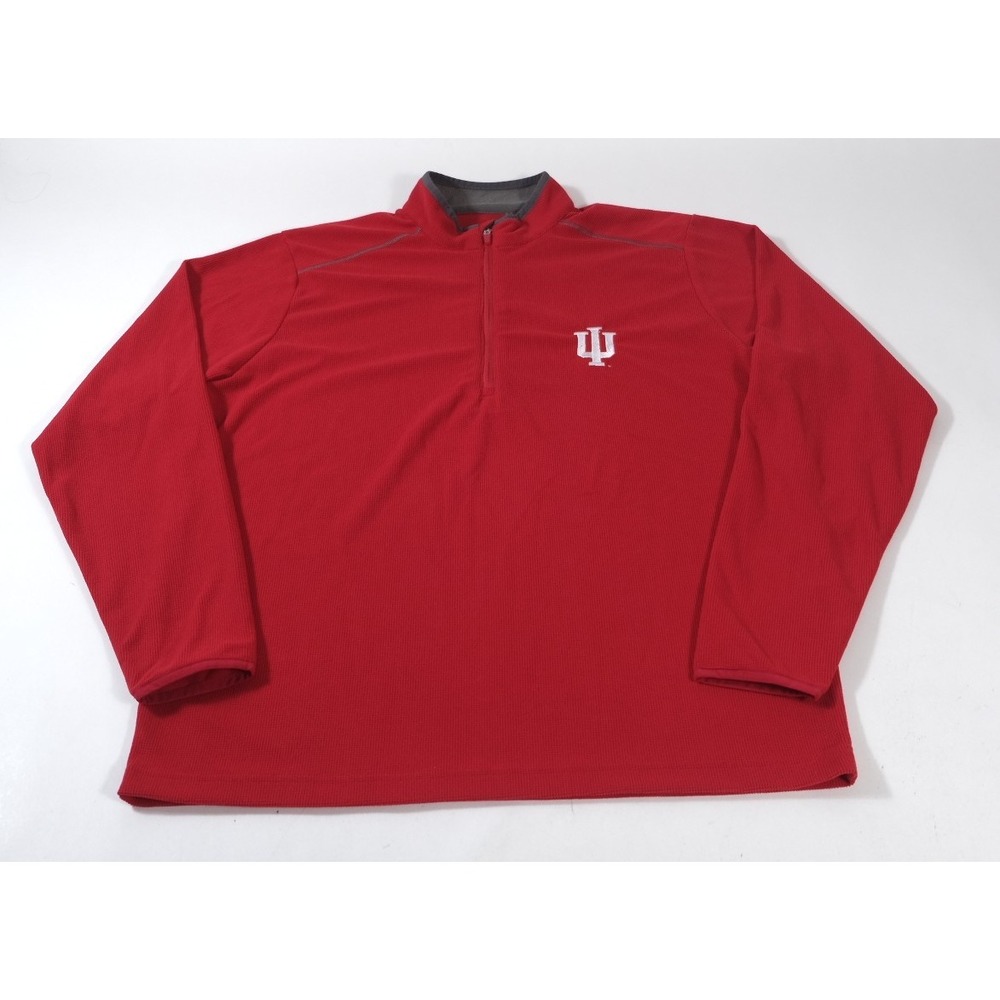 Antigua Pullover Mens Large Red Indiana University Hoosiers Quarter Zip Waffle